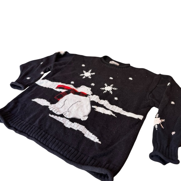 Timberlea Polar Bear Snowflake Sweater Black Red Scarf Vintage XL in GUC - Picture 3 of 8